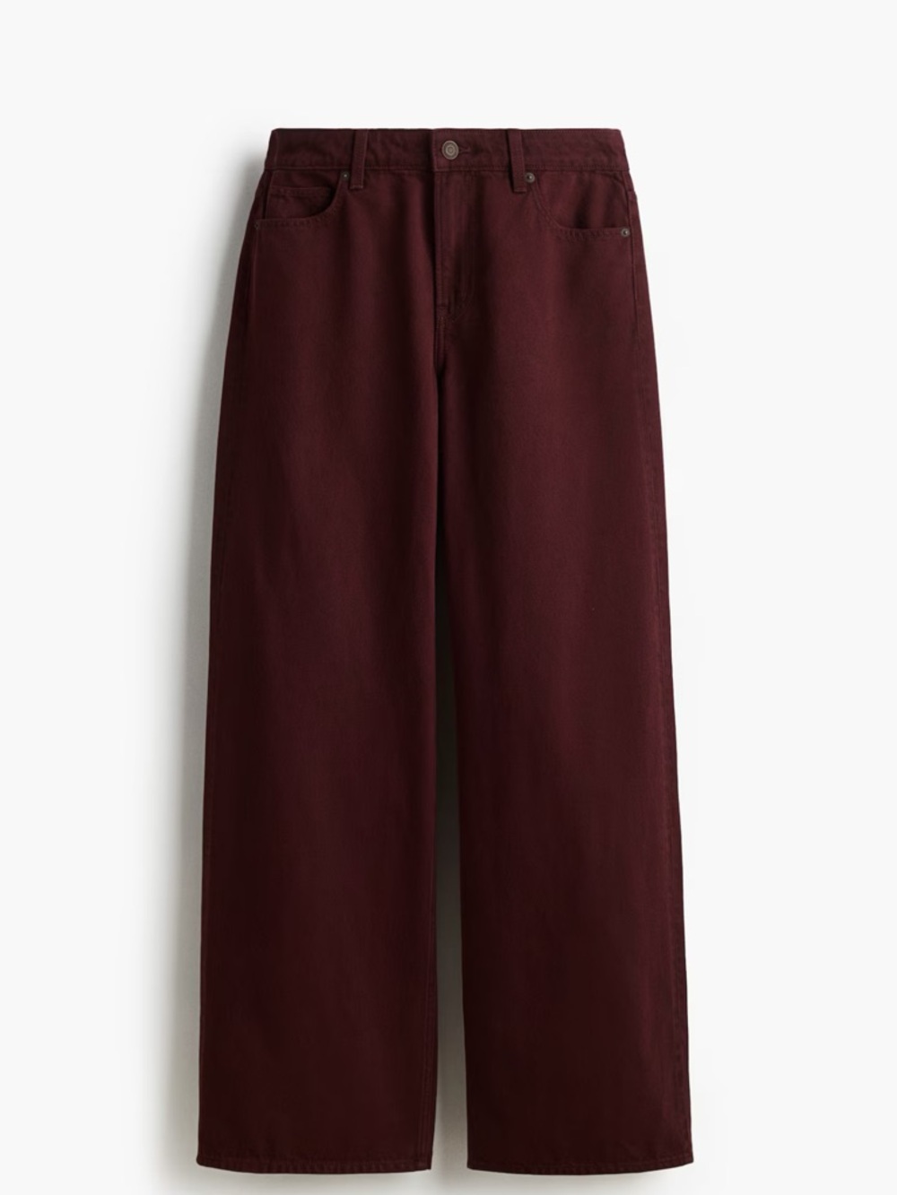 H&M Wide Leg Trousers in Deep Burgundy